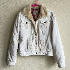 Vintage Y2K Roxy Jean Corduroy Fur Lined Coat Sherpa Collar Trucker Jacket L